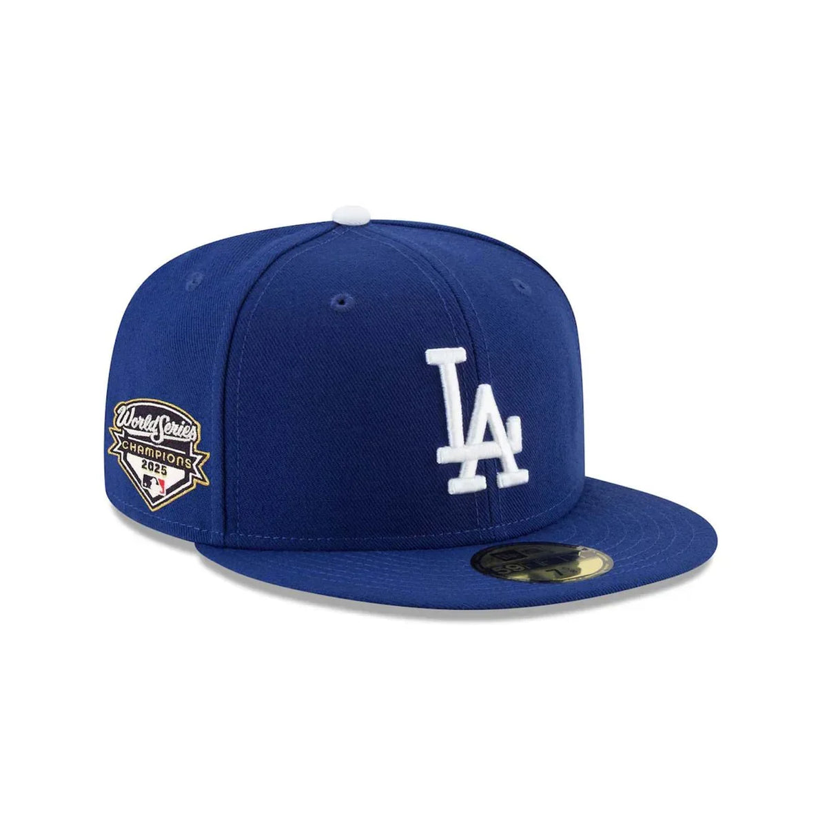 Gorra ajustada azul 59FIFTY con parche lateral de campeones de la Serie Mundial 2025 de Los Angeles Dodgers