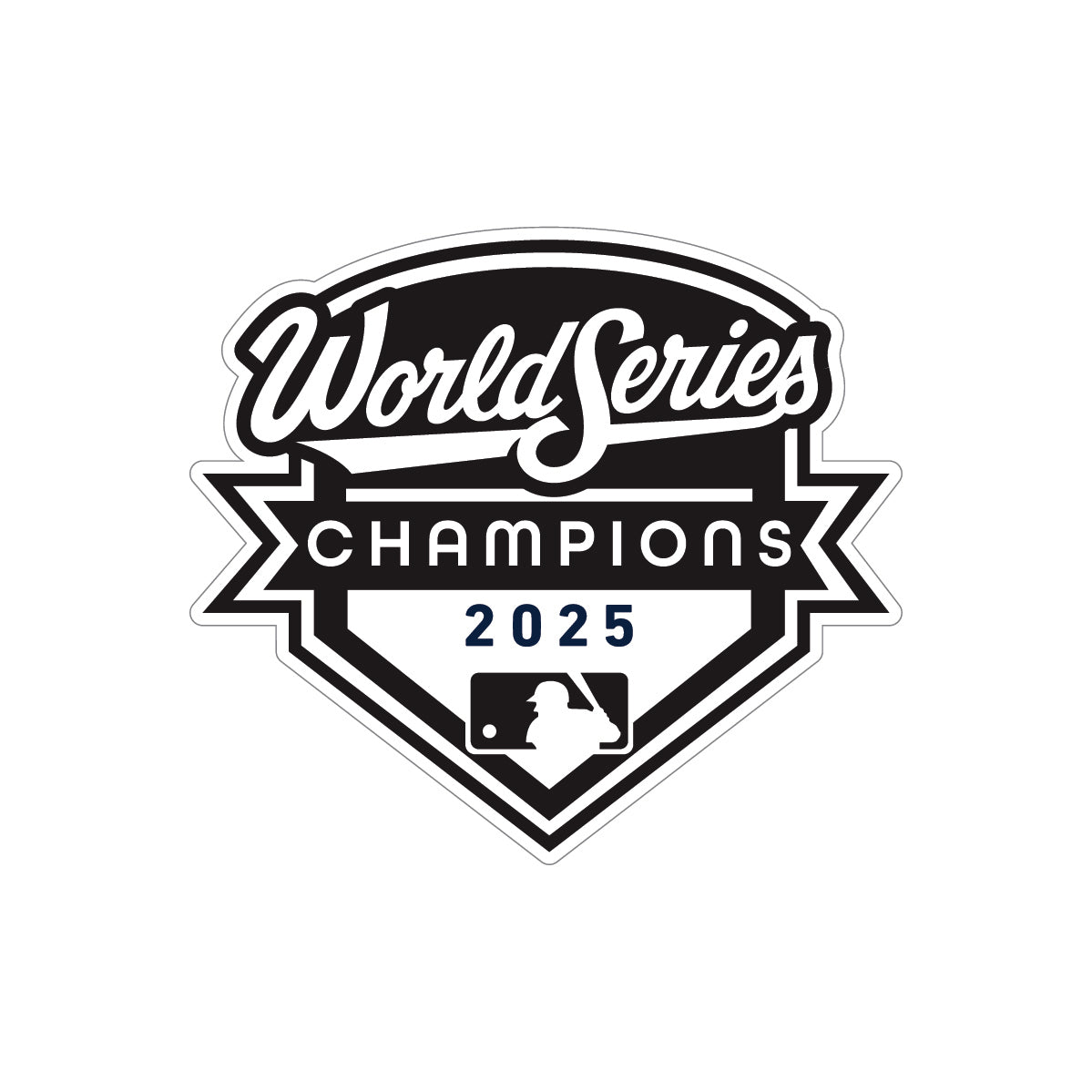 Los Angeles Dodgers Parche Oficial Blanco y Negro de Campeones de la Serie Mundial 2025 New Era 59FIFTY