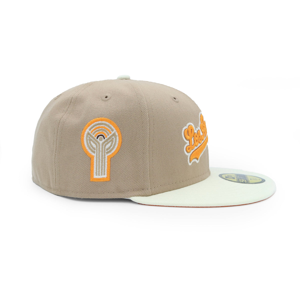 Gorra ajustada Los Angeles Dodgers Script Bicolor Caqui Naranja 59FIFTY