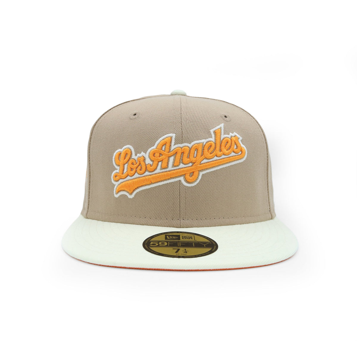 Gorra ajustada Los Angeles Dodgers Script Bicolor Caqui Naranja 59FIFTY