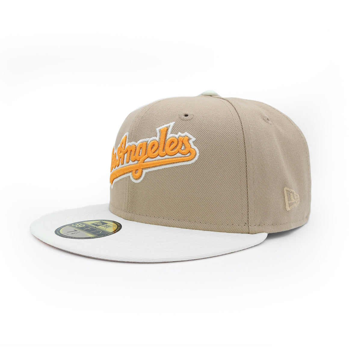 Gorra ajustada Los Angeles Dodgers Script Bicolor Caqui Naranja 59FIFTY