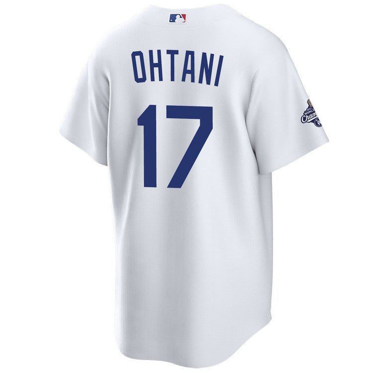 Camiseta réplica Los Angeles Dodgers Shohei Ohtani campeones Serie Mundial 2025 blanca Nike®