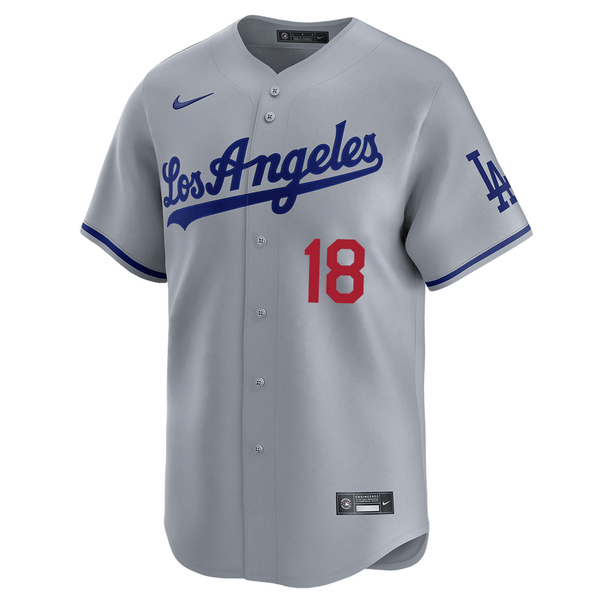 Camiseta limitada Los Angeles Dodgers Yoshinobu Yamamoto #18 Gris de visitante