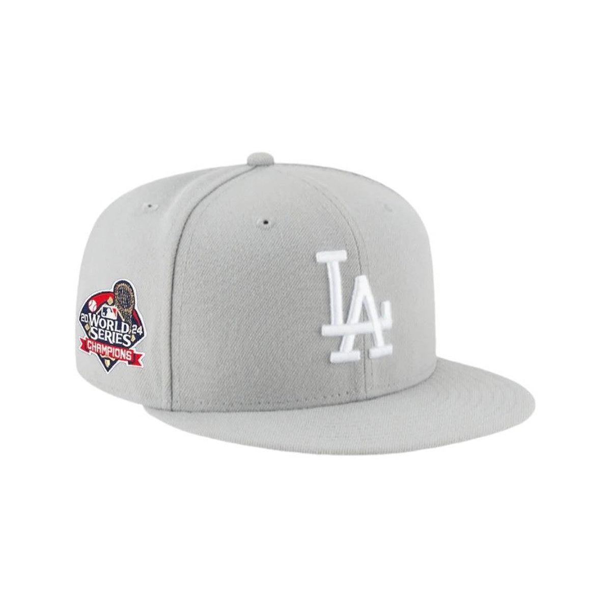 Gorra ajustada Los Angeles Dodgers gris claro parche campeones Serie Mundial 2024 gris UV 59FIFTY