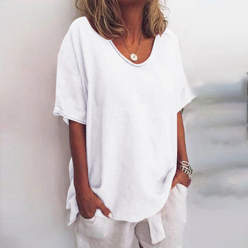 Puili | Classic Loose-Fit Short Sleeve Blouse for Women