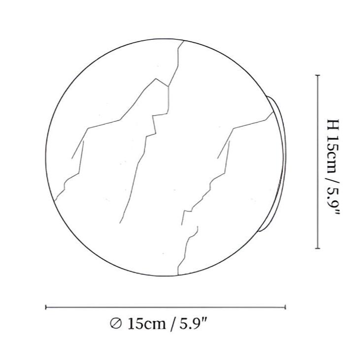Aplique de pared LED de orbe de mármol Japandi de 1 luz
