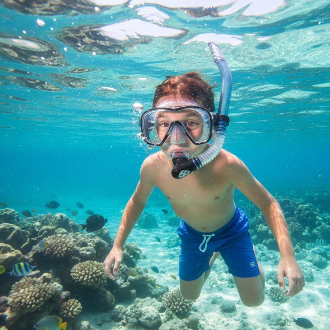 Foldable Snorkel Swim Mask – Easy Breathing and Crystal-Clear Underwater Vision