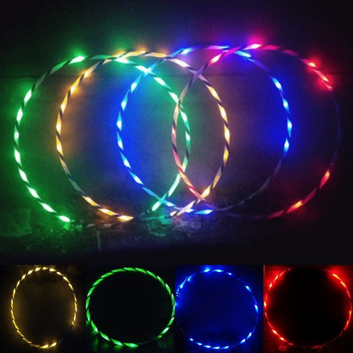 35''to 24" 24 to 10-LED Lights Glow in Dark Hula Hoop
