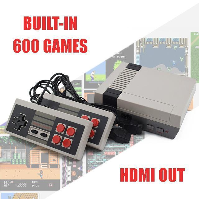 Retro mini TV-spilkonsol med indbyggede 620/600/500 klassiske spil + dobbelt gamepad kontrol HDMI/AV 8-bit retro videospilkonsol