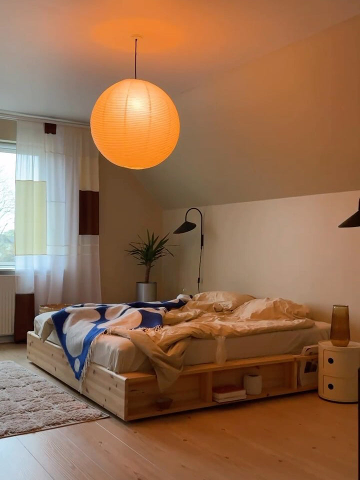 Lámpara colgante japonesa de globo de papel washi 1 luz