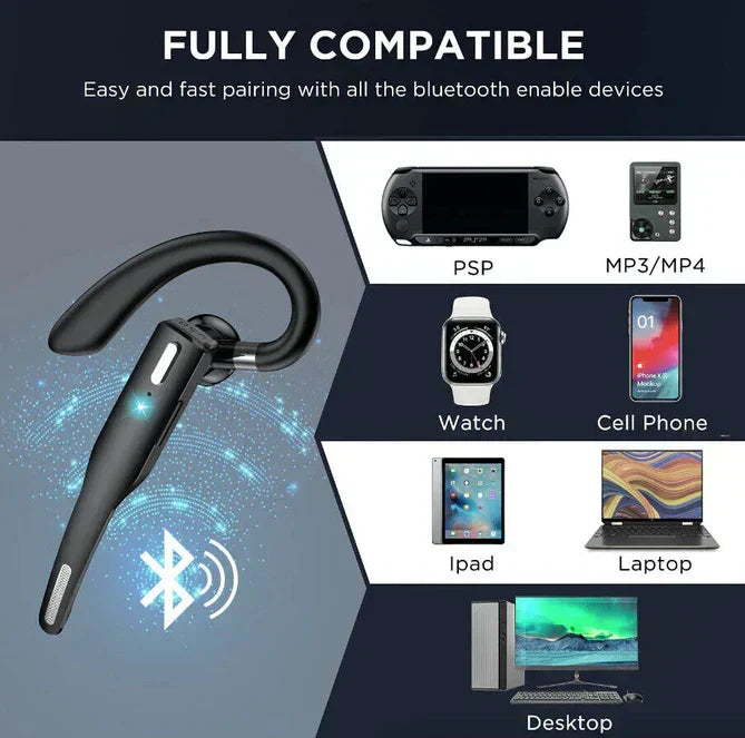Auricular inalámbrico Bluetooth 5.1 con micrófono dual para camionero con cancelación de ruido