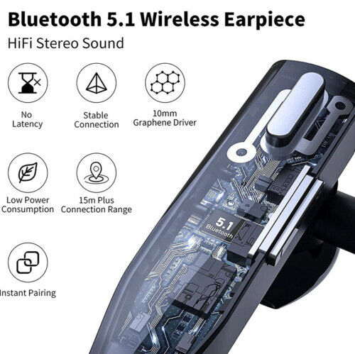 Auricular inalámbrico Bluetooth 5.1 con micrófono dual para camionero con cancelación de ruido