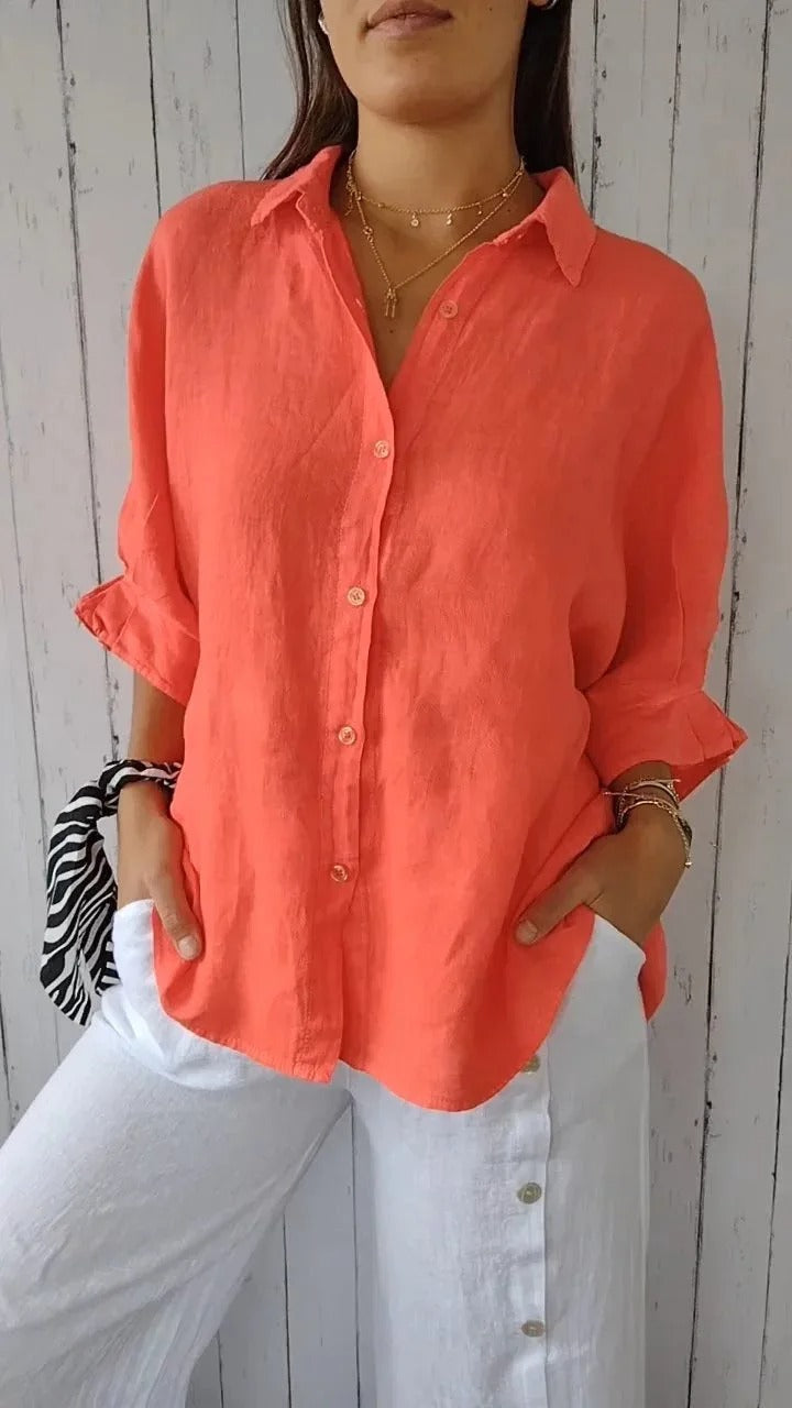 Daniela | Camisa casual de algodón y lino