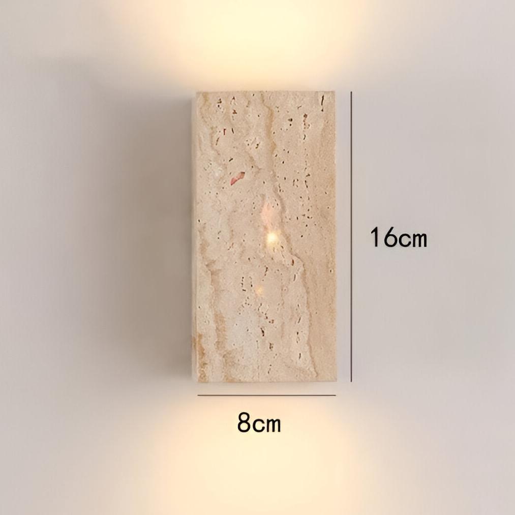 Luz de pared exterior cuadrada minimalista de piedra travertino LED de 1 luz